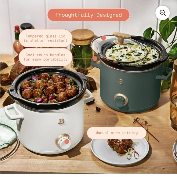 NEW IN BOX Drew Barrymore Beautiful 2 Quart Crockpot in White Icing - Picture 6 of 7